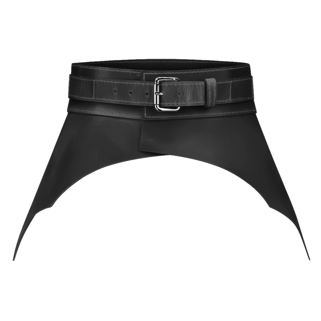 Leather Peplum Belt MAGNETITE