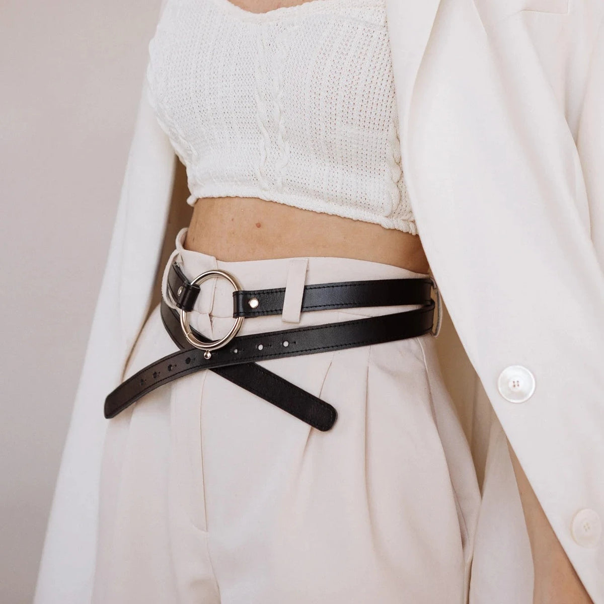 Leather Waist Belt with Ring Buckle – Stylish Tie Belt 