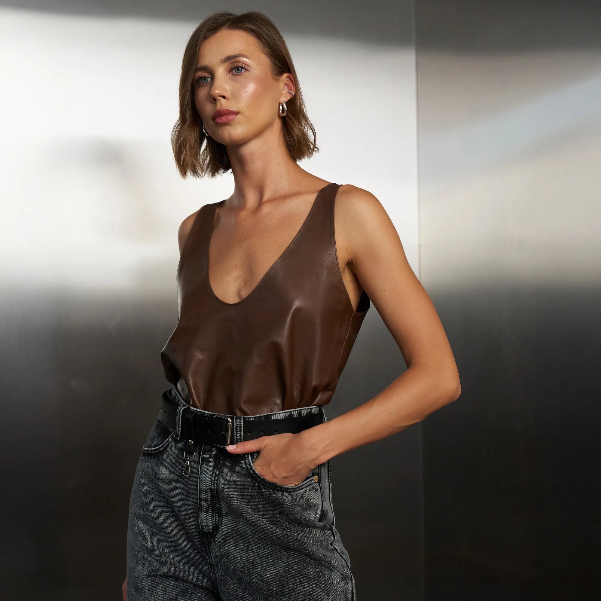 Leather Belt Cardi