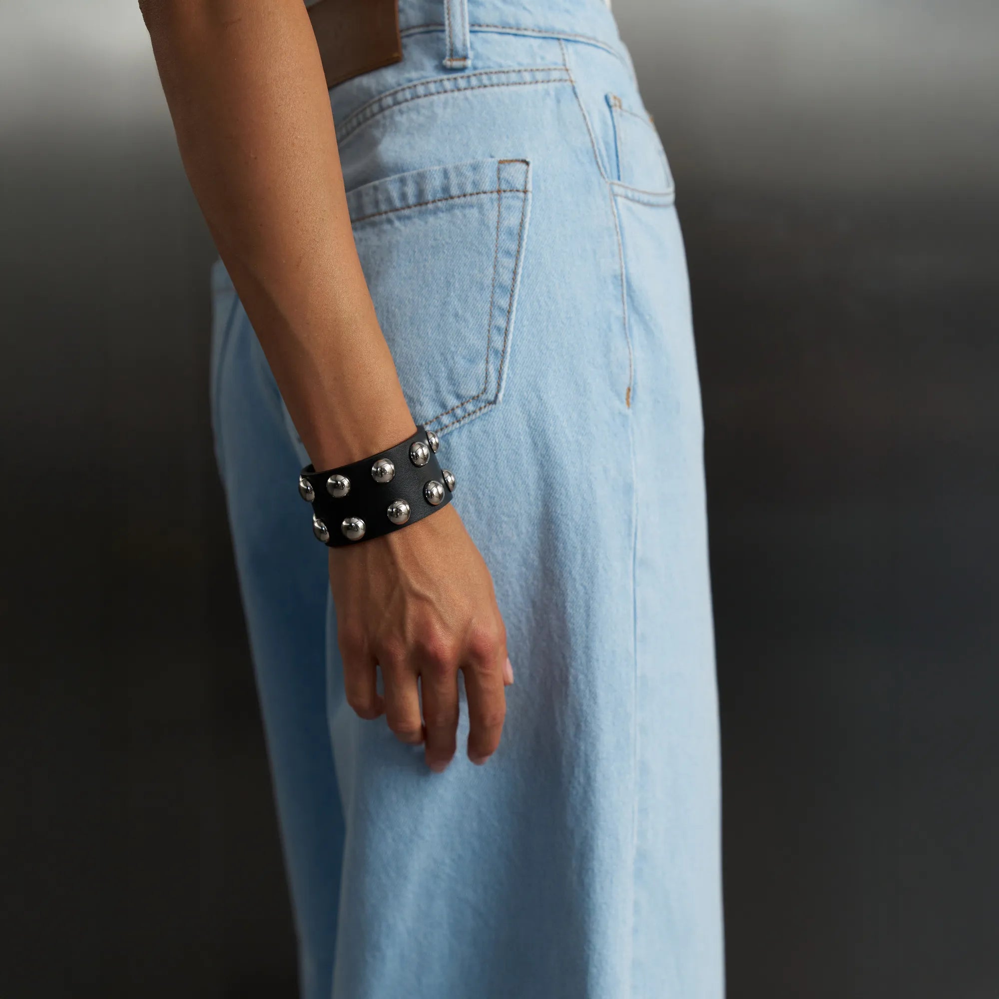Leather Set Choker and Bracelet Neri