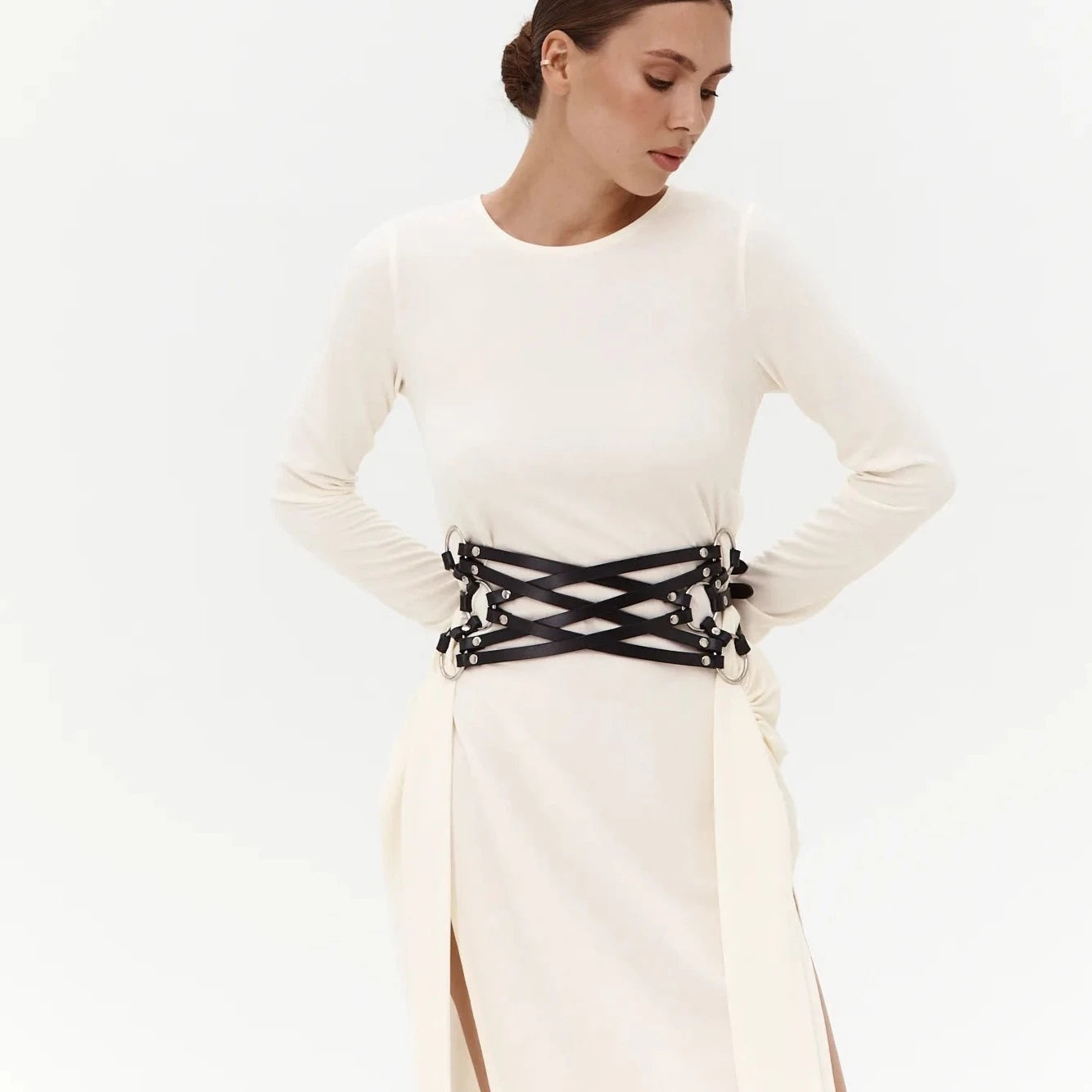 Leather Cage Belt with Rings – Fashion Waist Belt