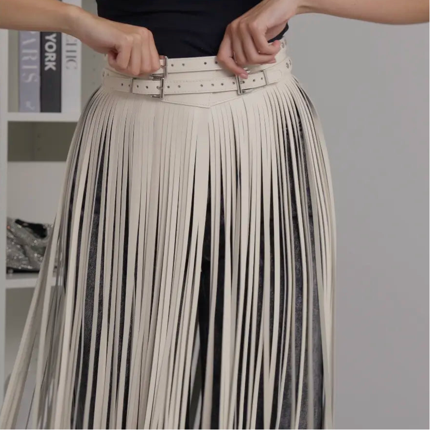 Leather Fringe Skirt ARGO