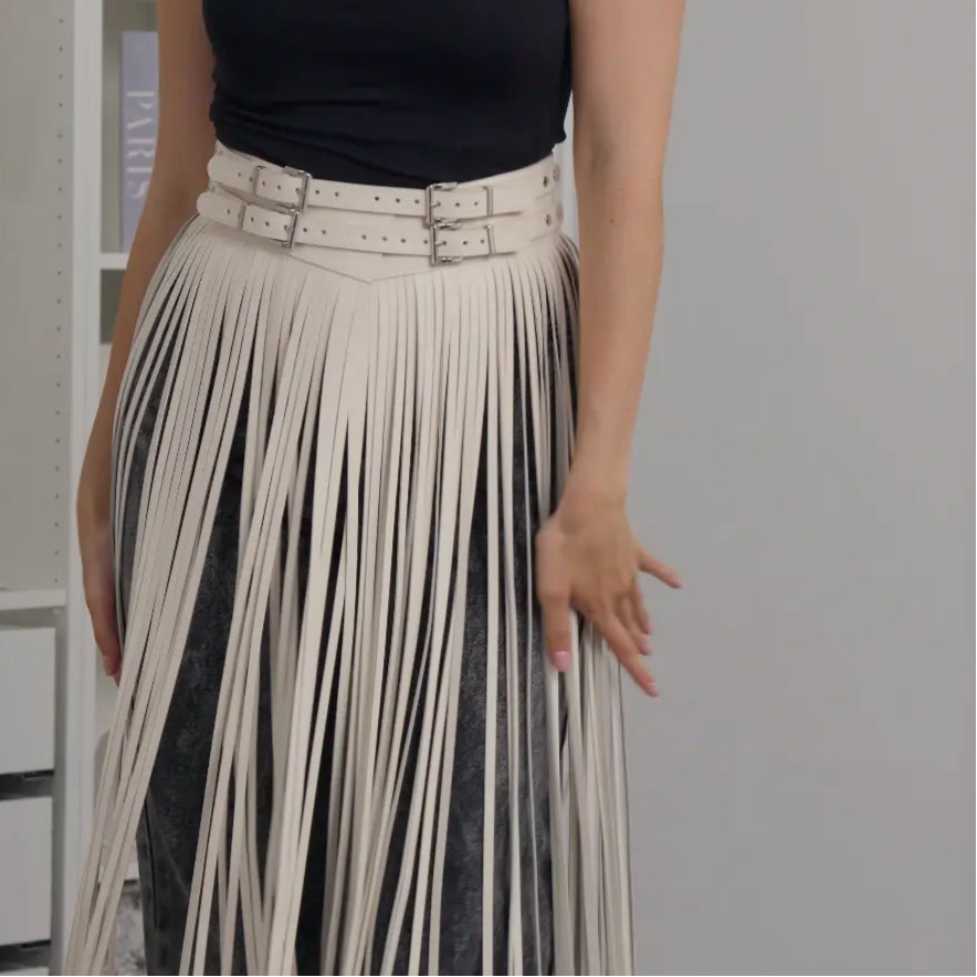 Leather Fringe Skirt ARGO