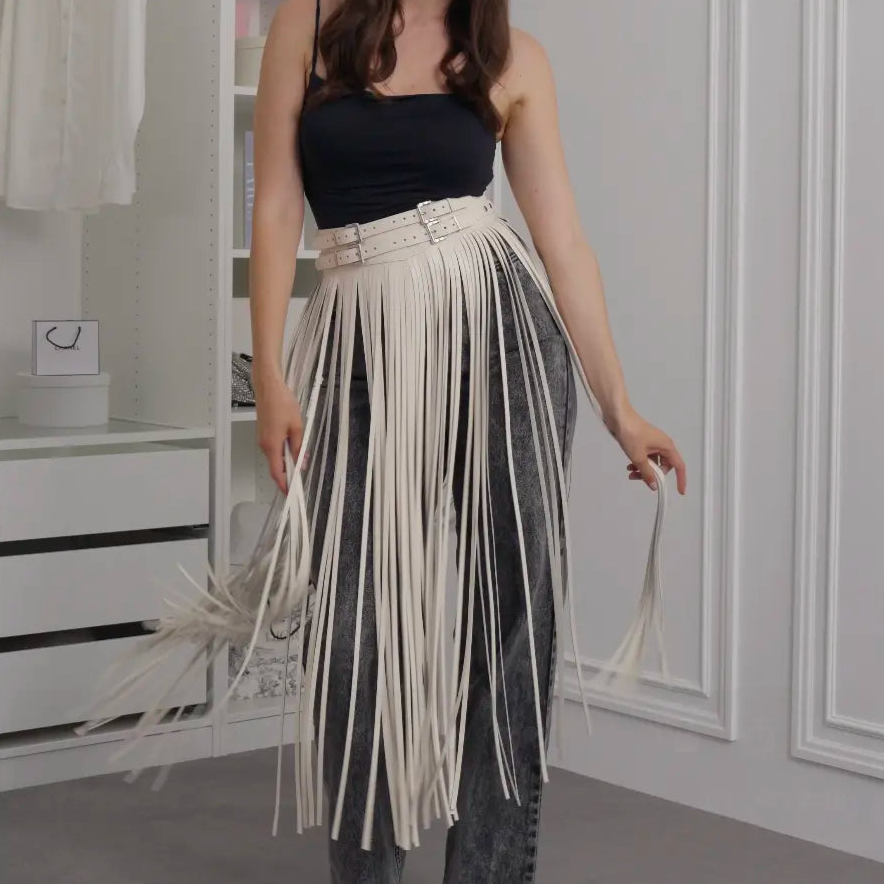 Leather Fringe Skirt ARGO