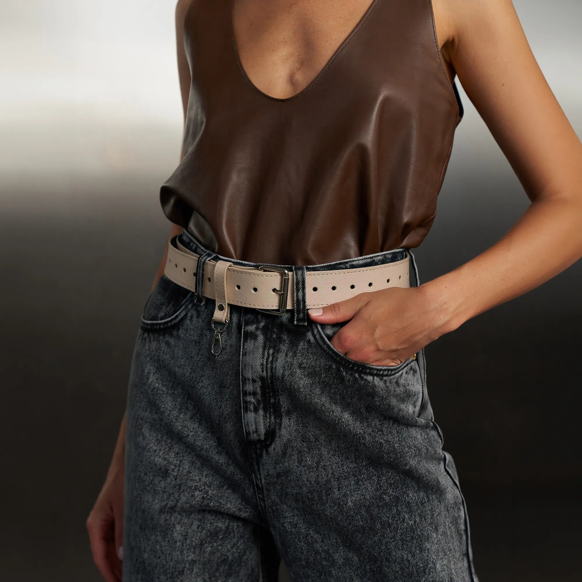 Leather Belt Cardi