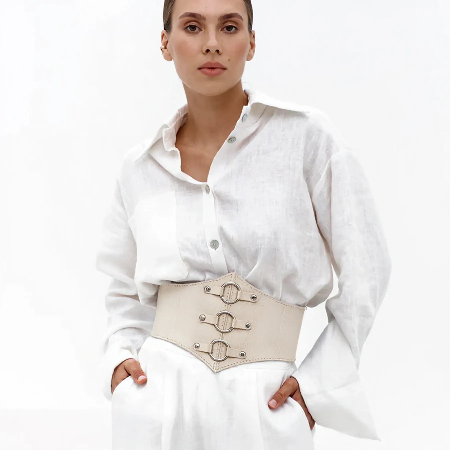 Leather Underbust Corset Rings of SATURN