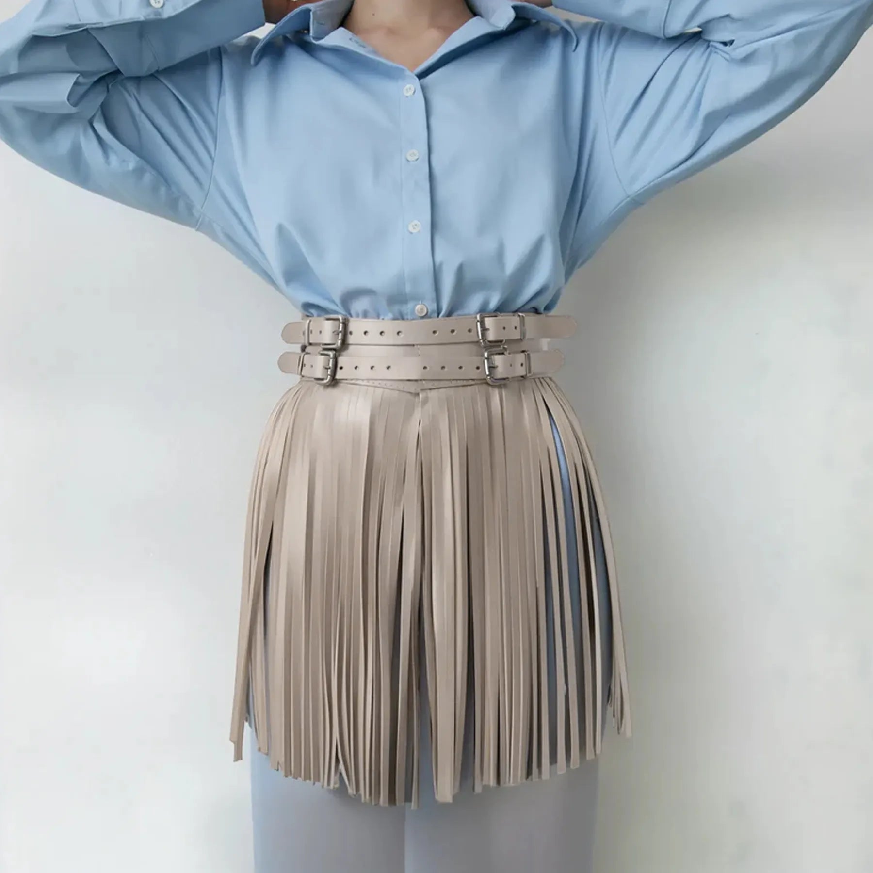Leather Short Fringe Skirt ARGO