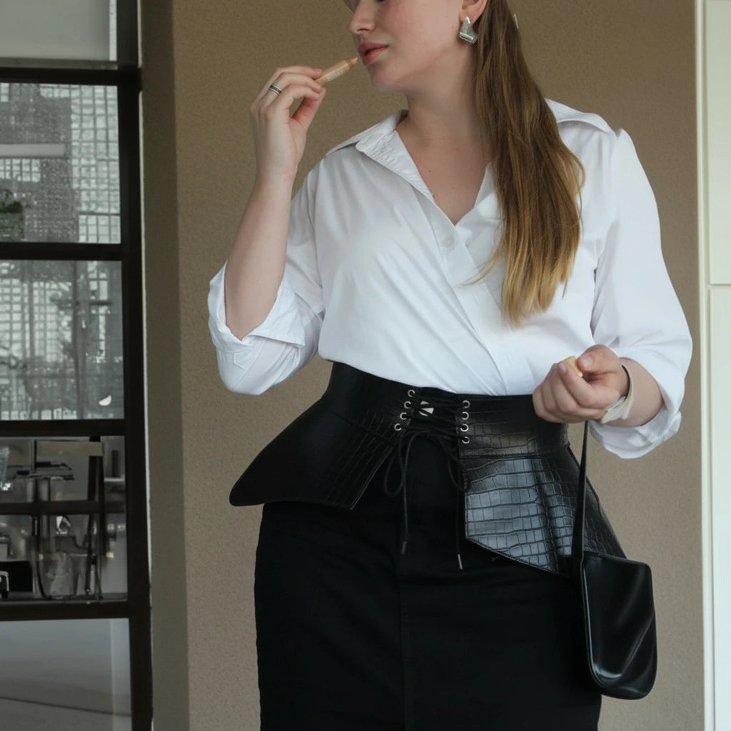 Leather Peplum Belt CELESTE