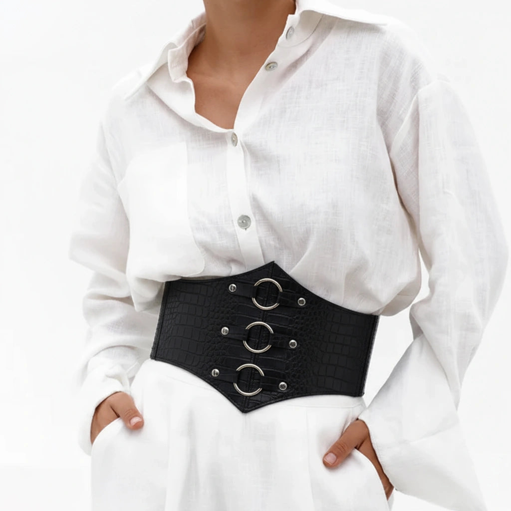Leather Underbust Corset Rings of SATURN