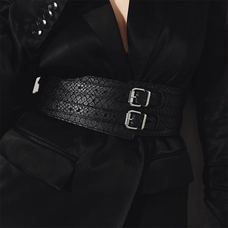 Leather Waist Wide Belt DUO