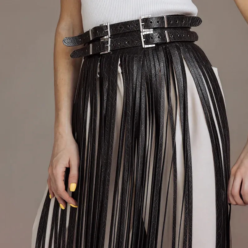 Leather Fringe Skirt ARGO