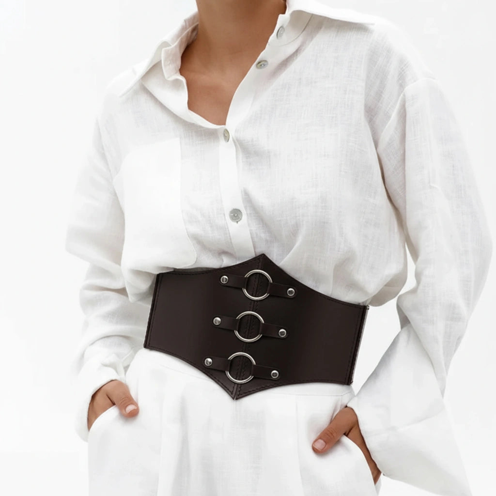 Leather Underbust Corset Rings of SATURN
