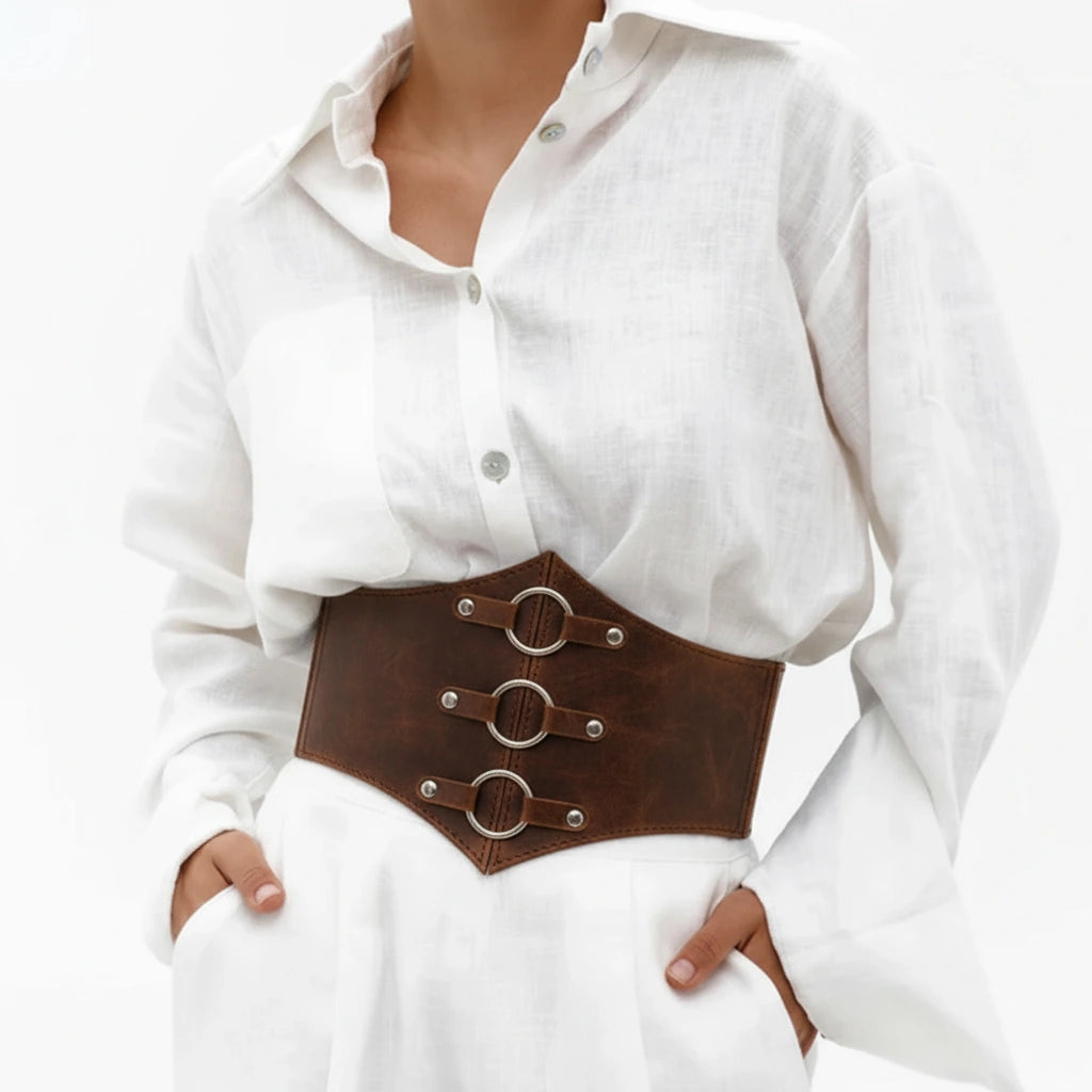 Leather Underbust Corset Rings of SATURN