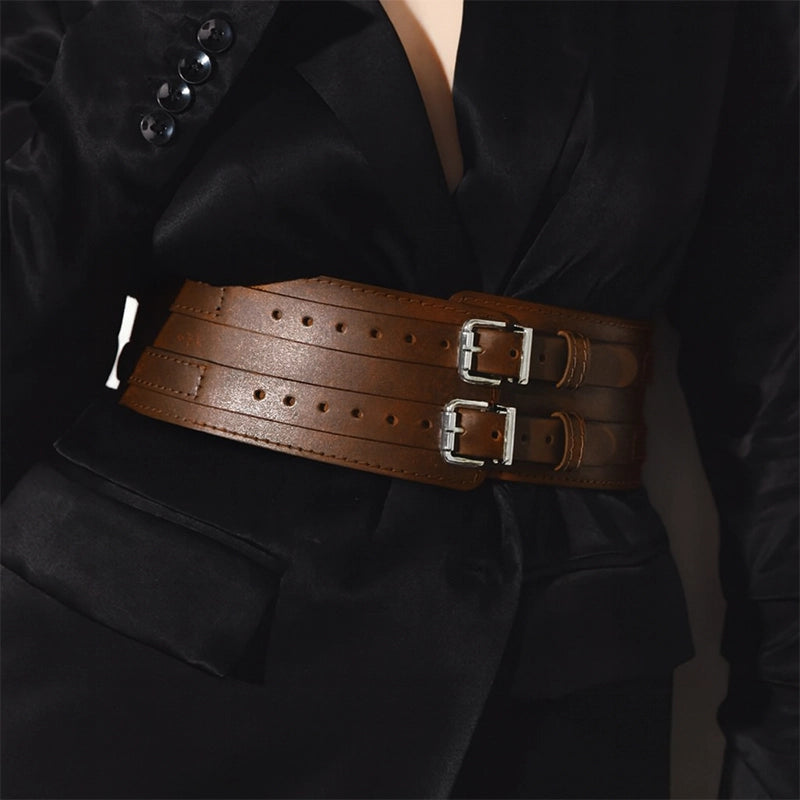 Leather Waist Wide Belt DUO