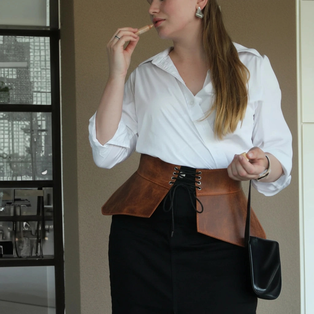 Leather Peplum Belt CELESTE
