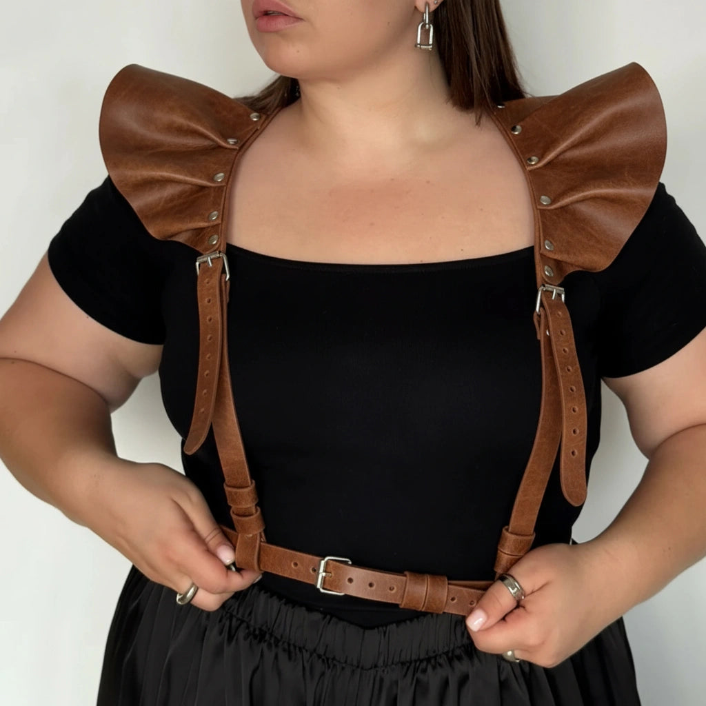 Leather Harness Top with Wings AERIA