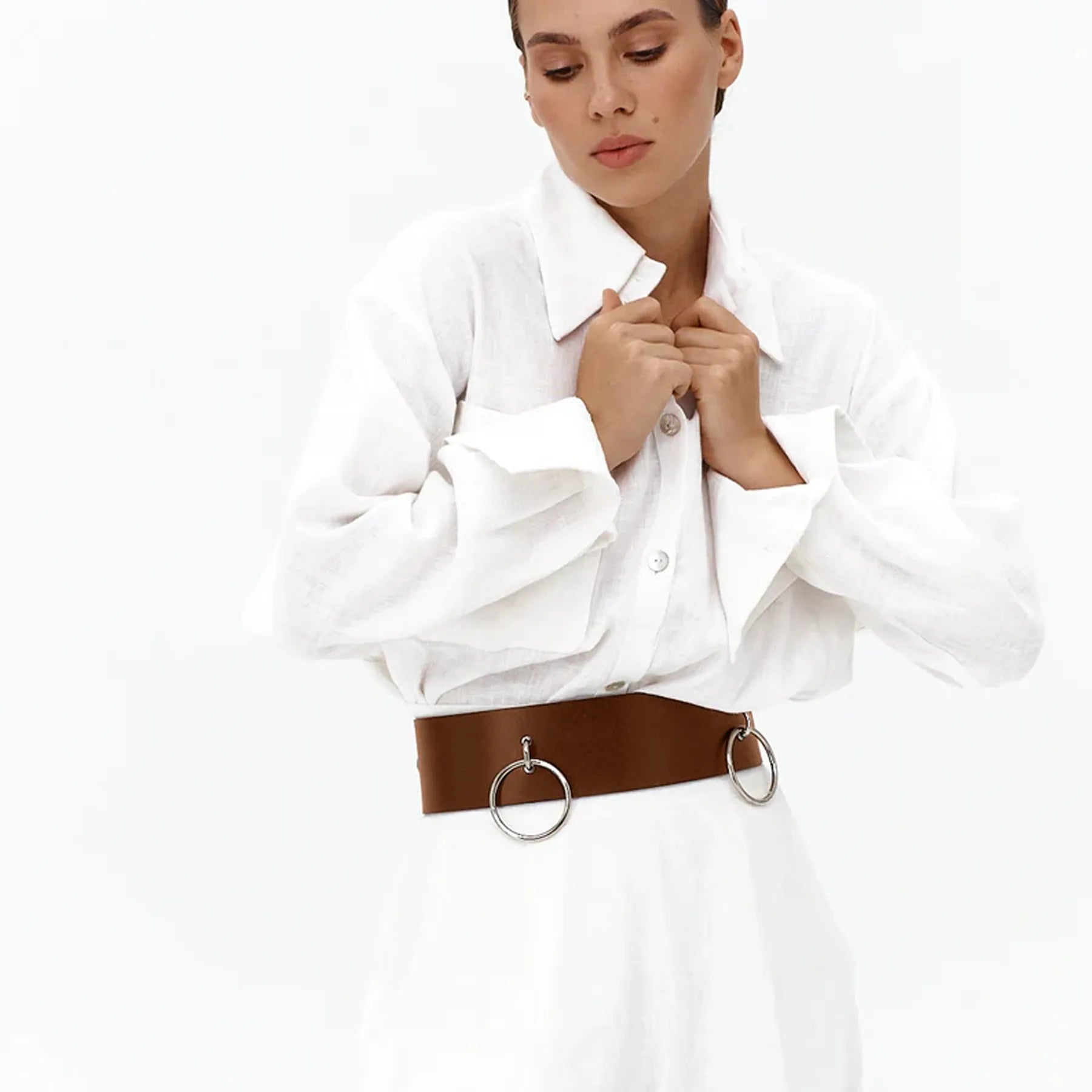 Leather Waist Belt with Chain AURORA