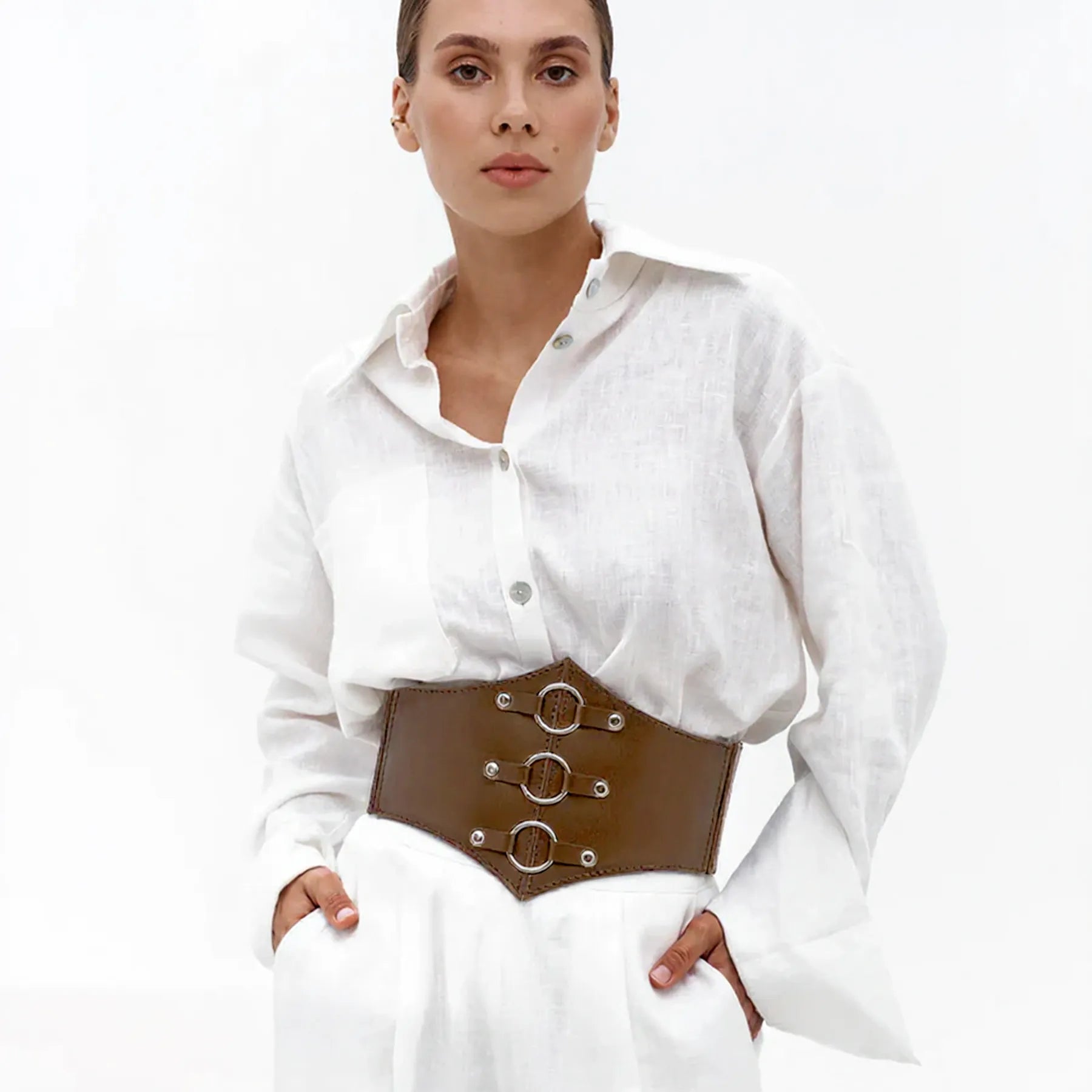 Leather Underbust Corset Rings of SATURN
