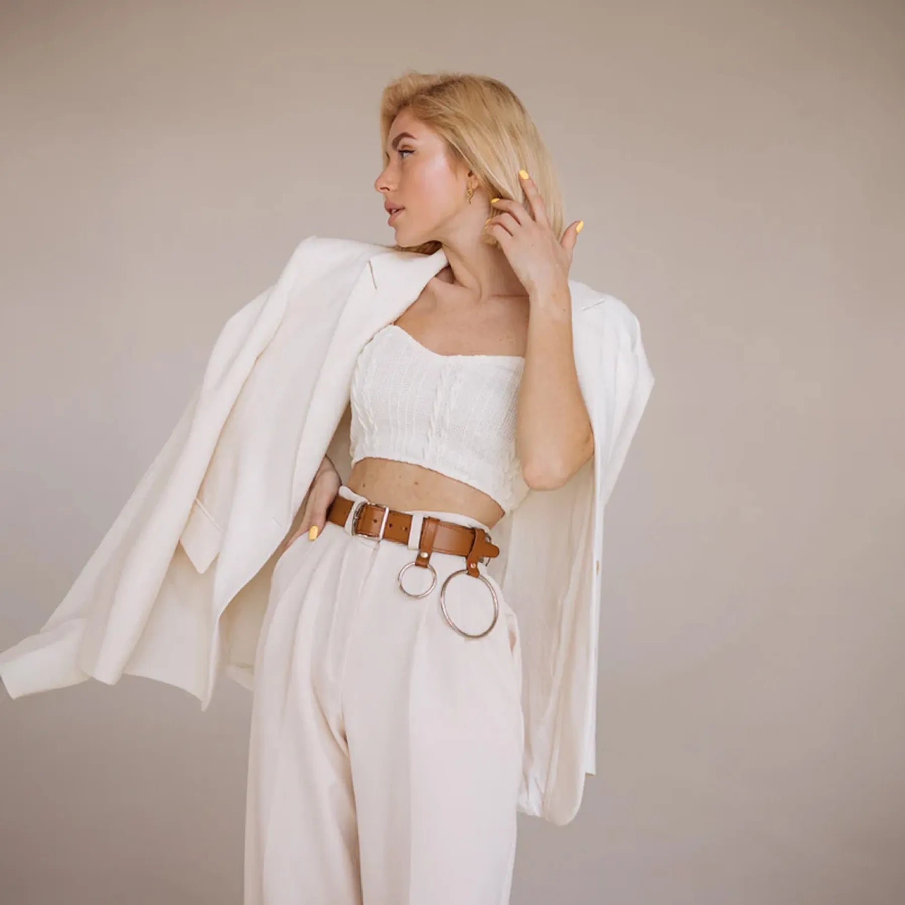 Leather Belt With 2 rings BAGUE