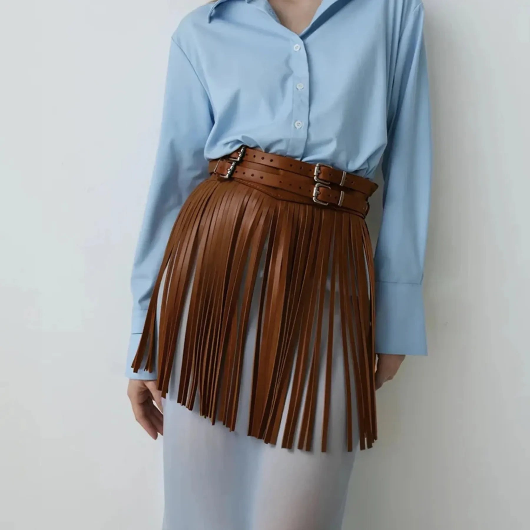 Leather Short Fringe Skirt ARGO