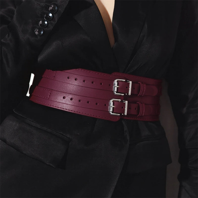 Leather Waist Wide Belt DUO