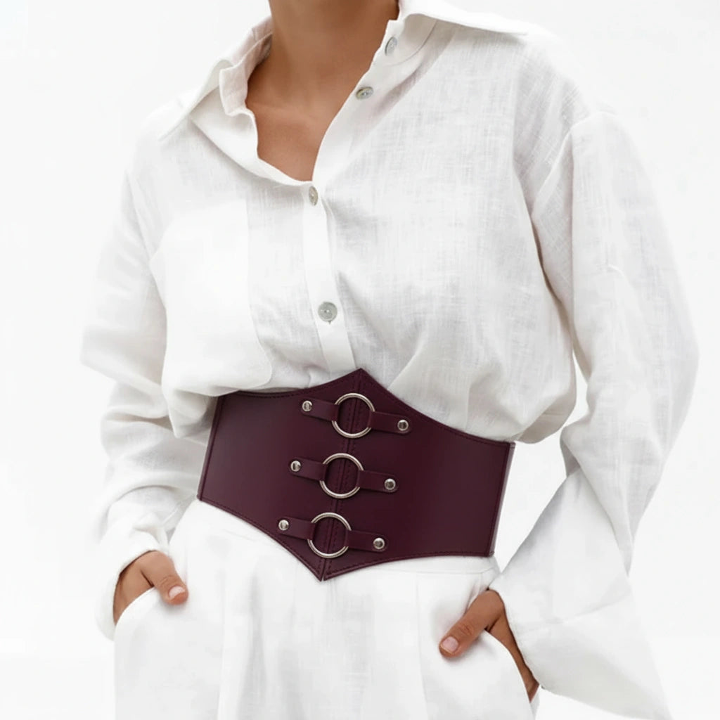 Leather Underbust Corset Rings of SATURN