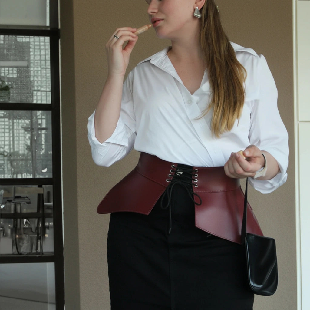 Leather Peplum Belt CELESTE