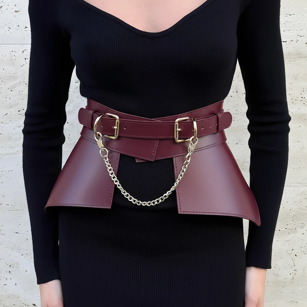 Leather Peplum Skirt With Chain ITALY
