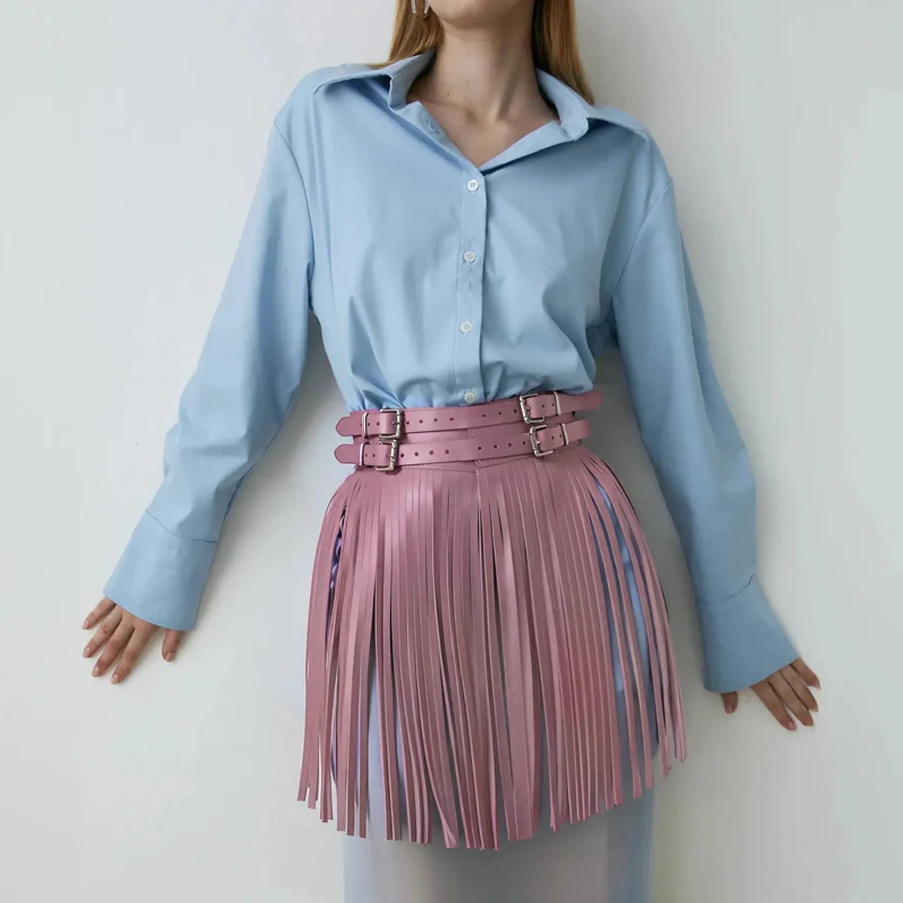 Leather Short Fringe Skirt ARGO