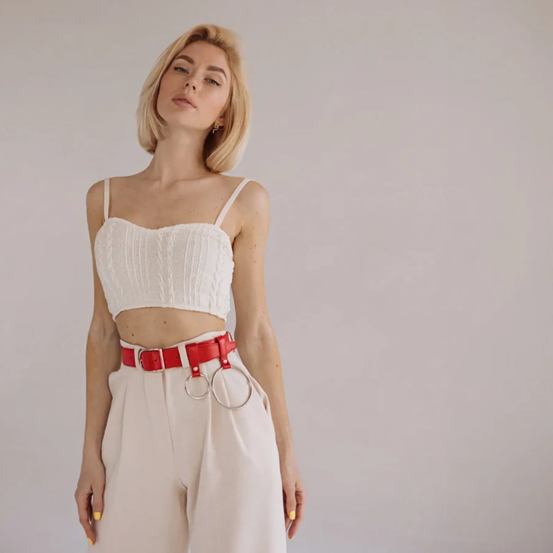 Leather Belt With 2 rings BAGUE