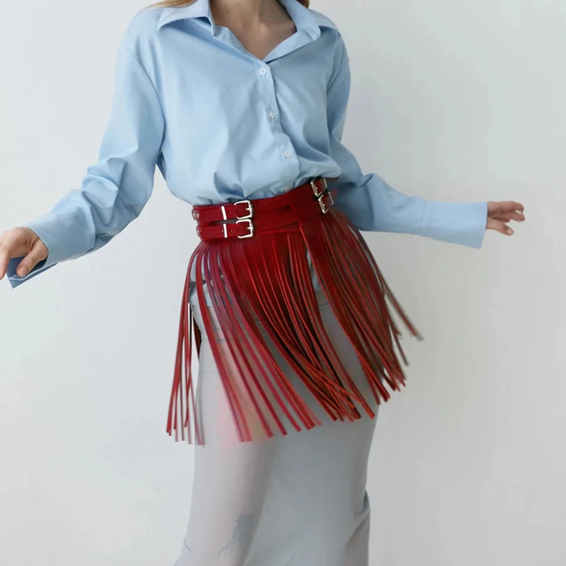 Leather Short Fringe Skirt ARGO