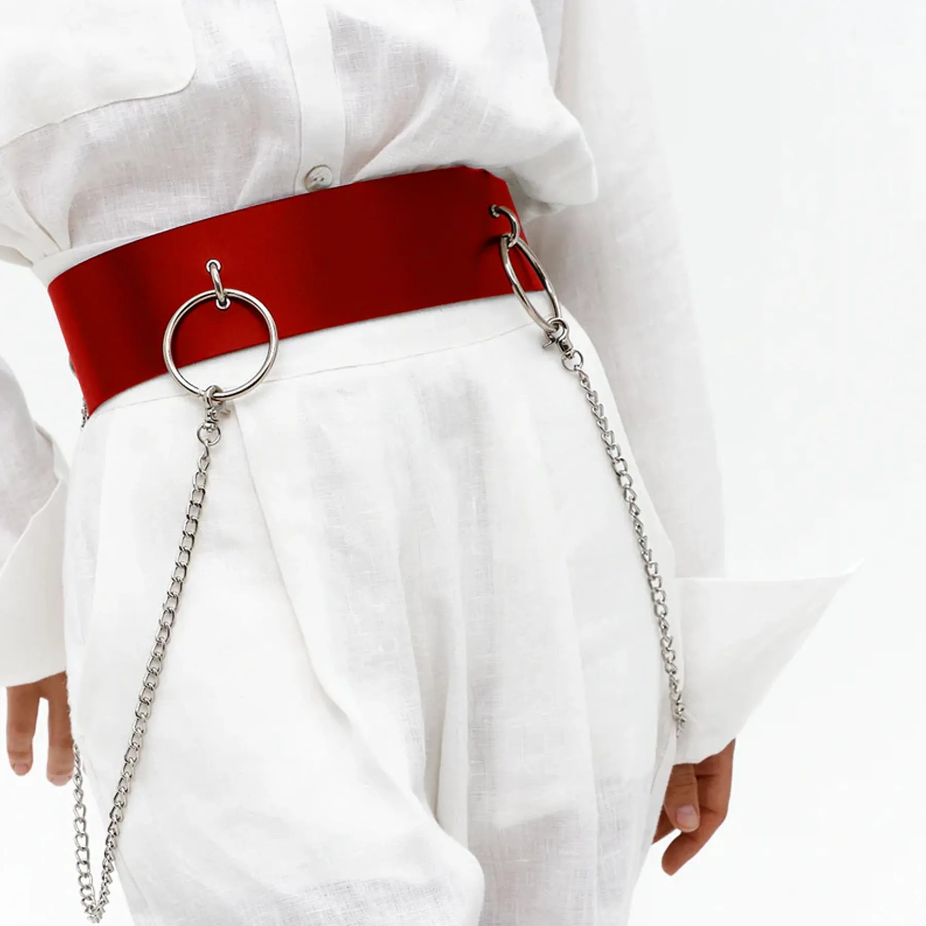 Leather Waist Belt with Chain AURORA