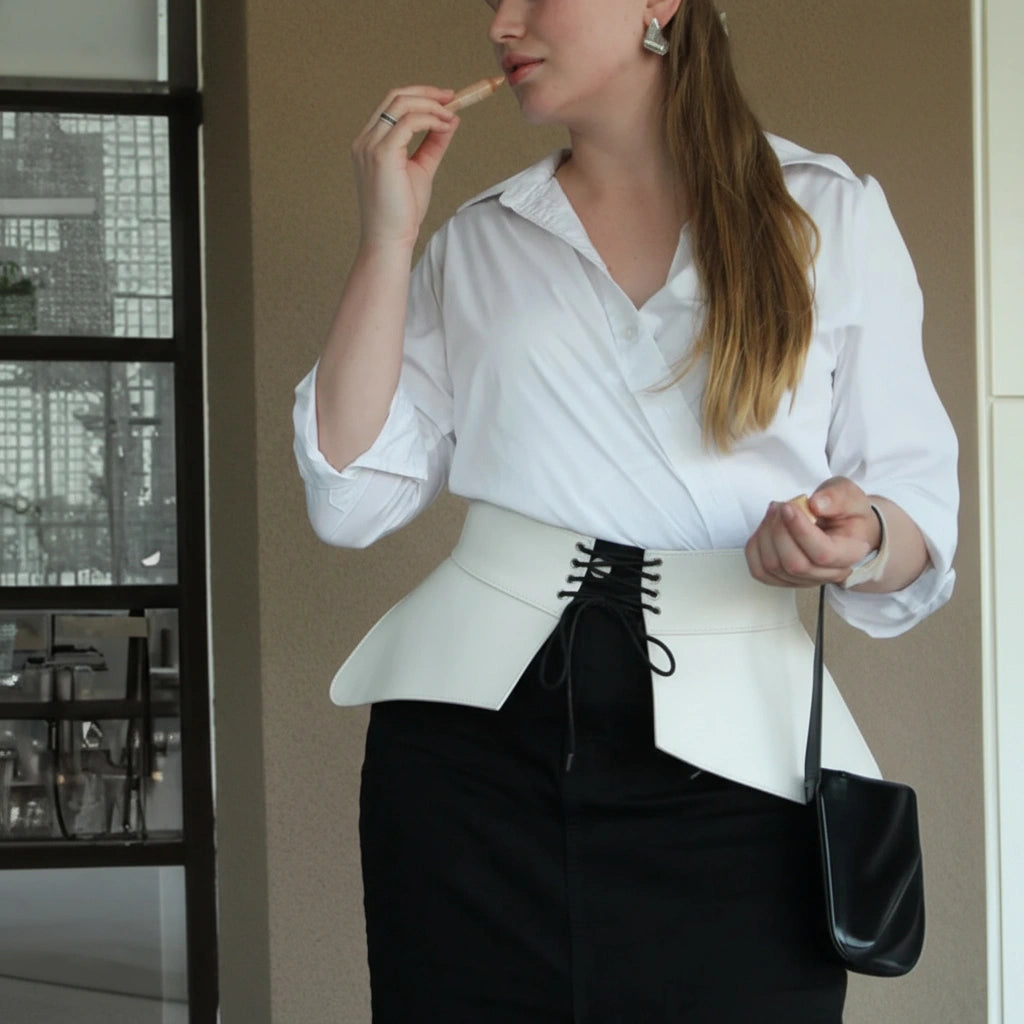 Leather Peplum Belt CELESTE