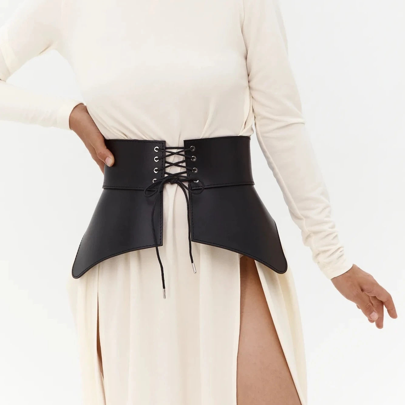 Leather Peplum Belt CELESTE