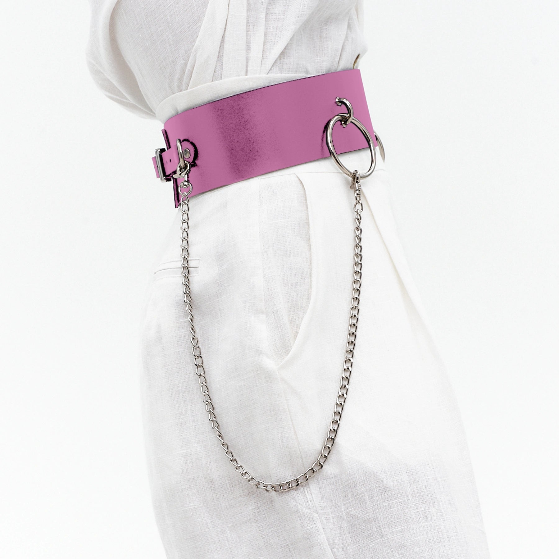 Leather Waist Belt with Chain AURORA