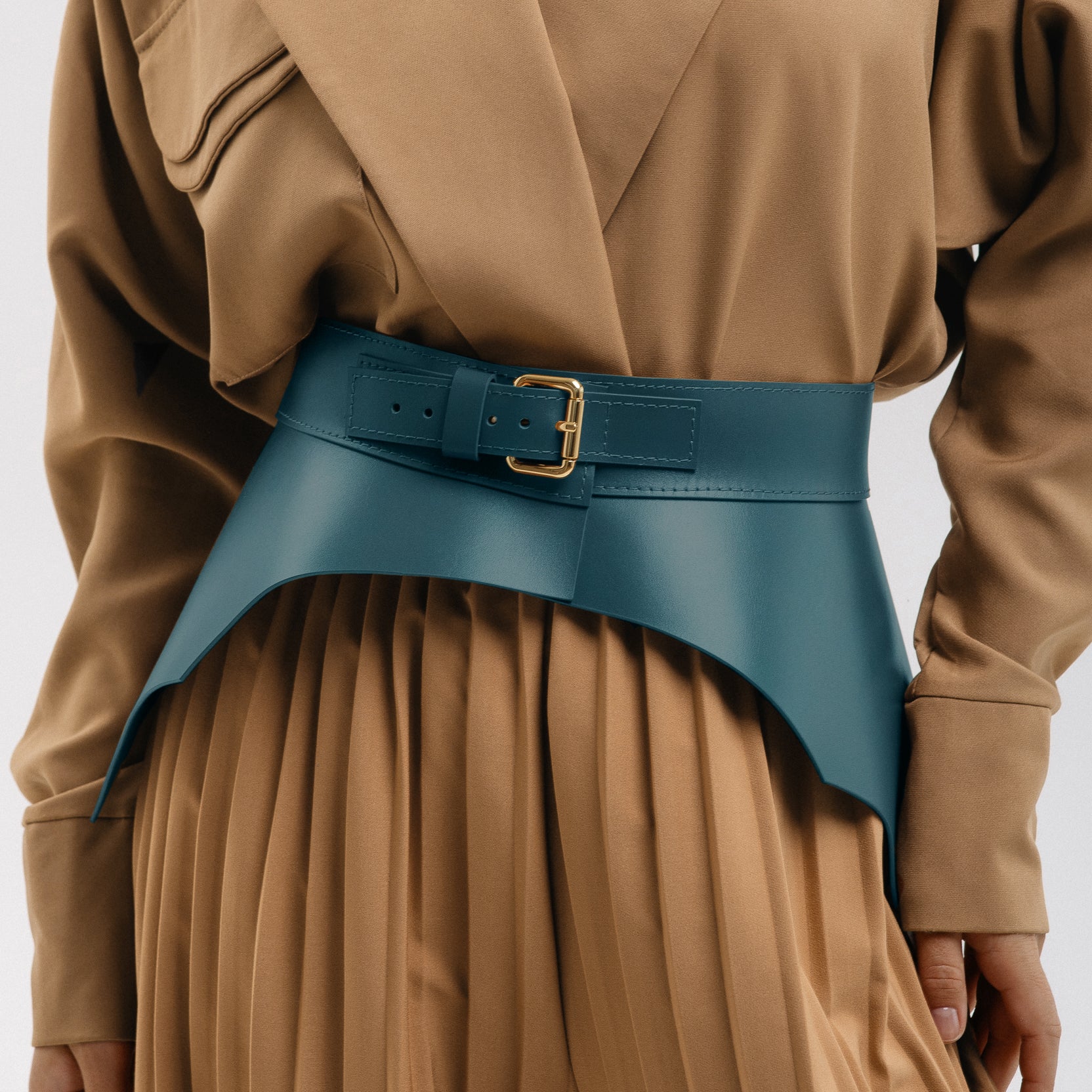 Leather Peplum Belt MAGNETITE