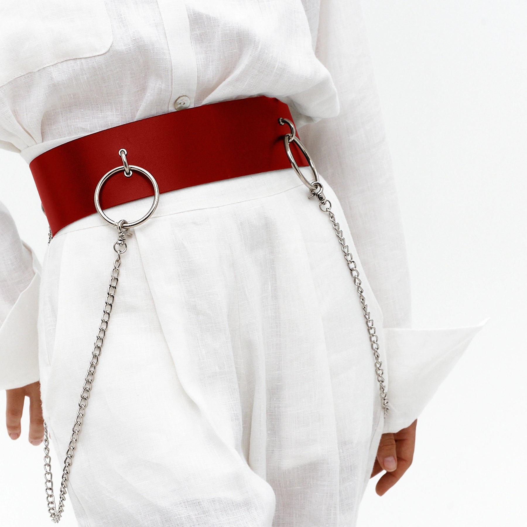 Leather Waist Belt with Chain AURORA