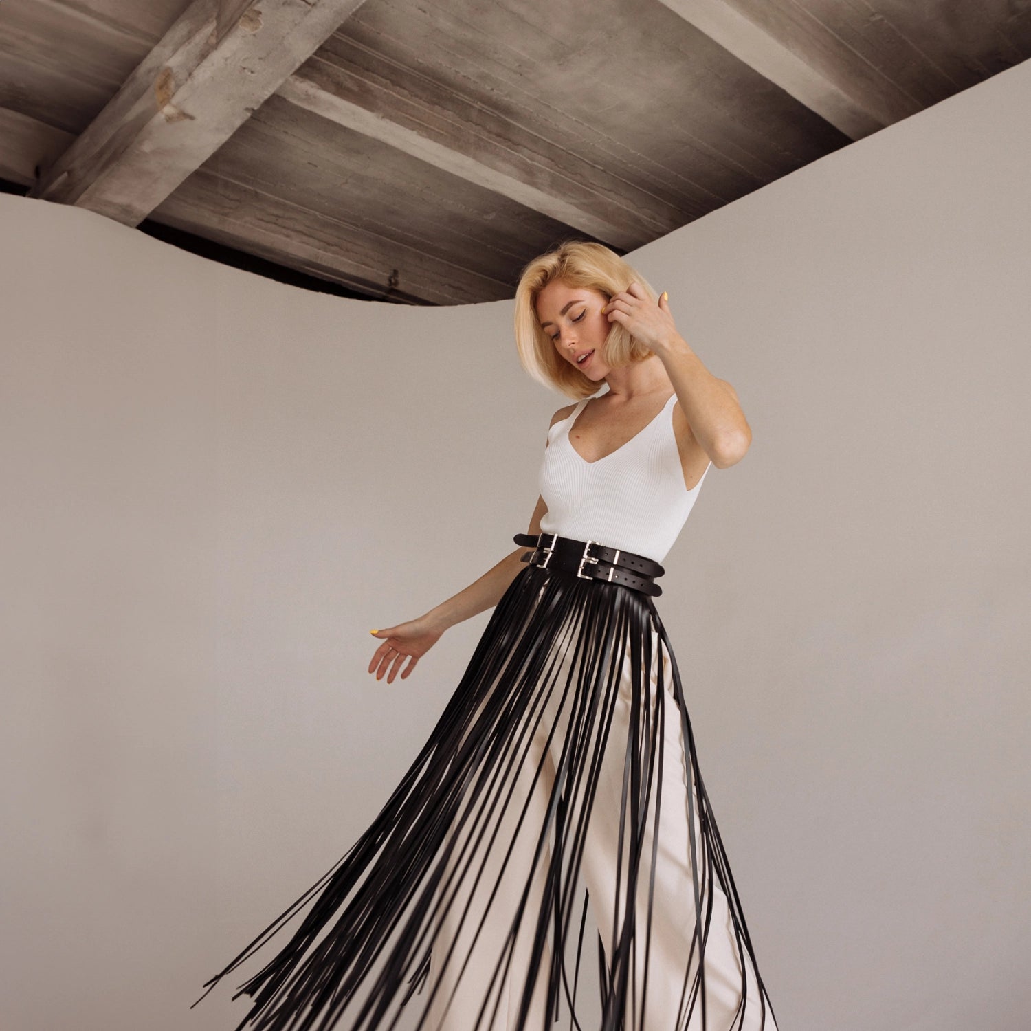 Leather Fringe Skirt ARGO