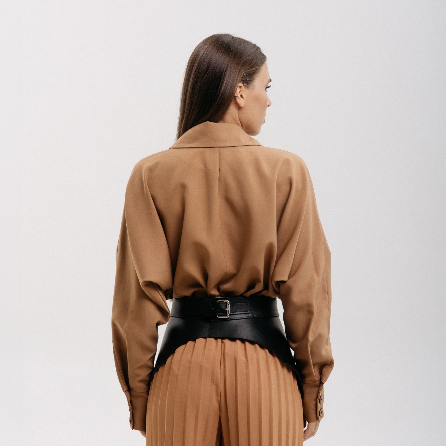 Leather Peplum Belt MAGNETITE