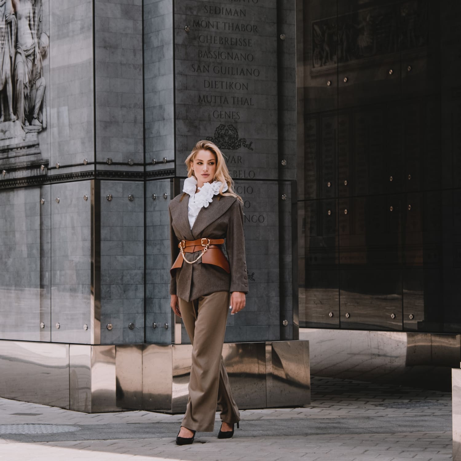 Leather Peplum Skirt With Chain ITALY