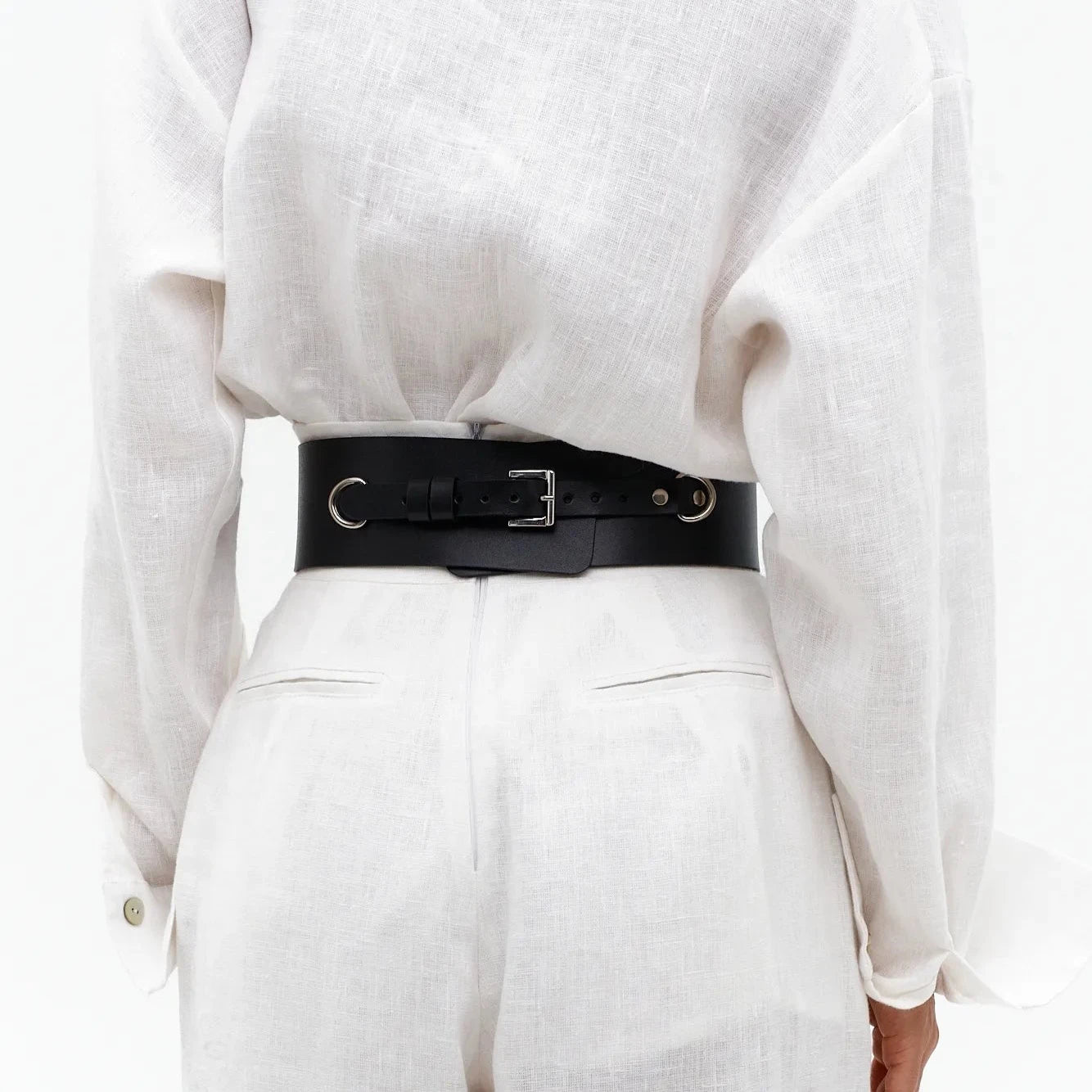 Leather Waist Belt with Chain AURORA