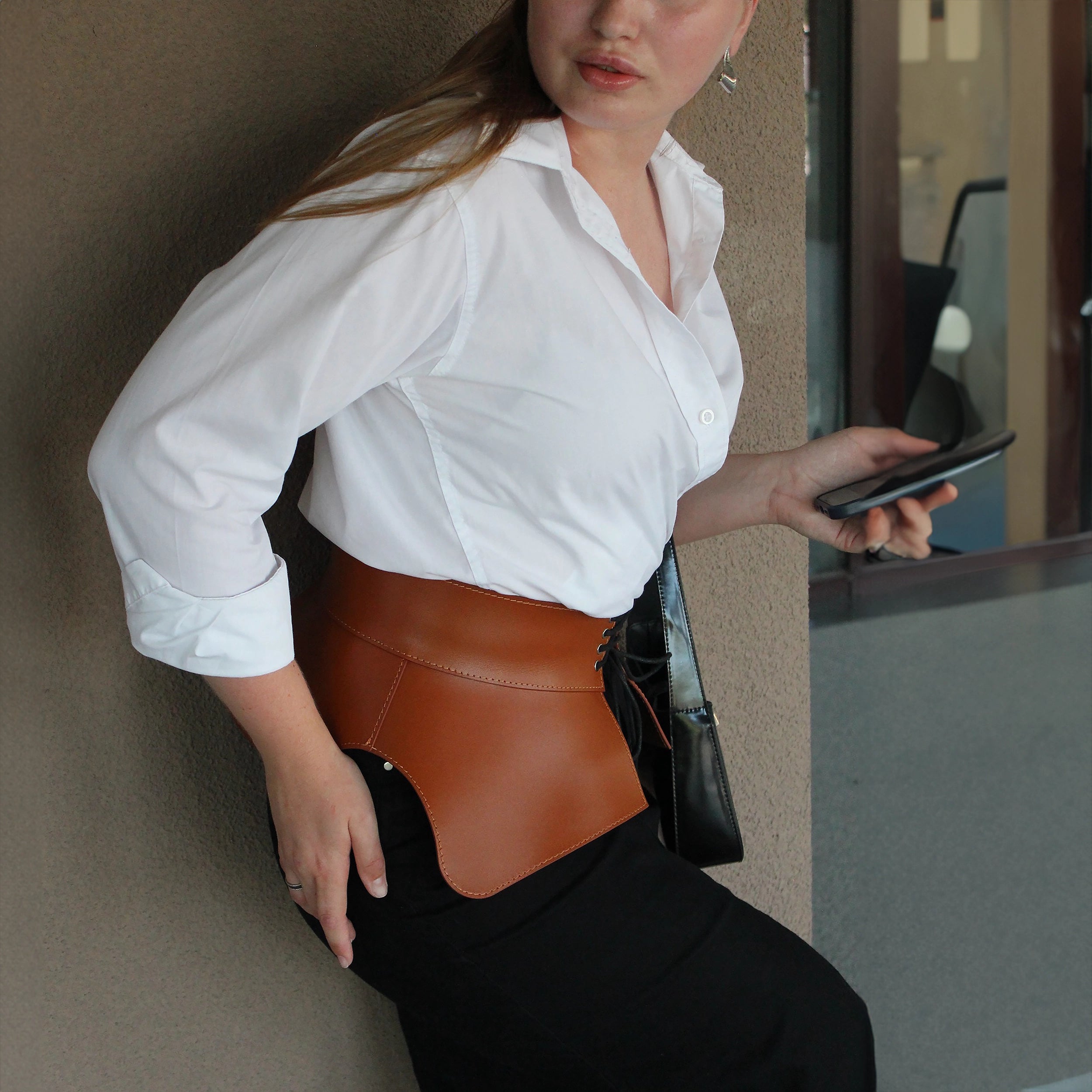 Leather Peplum Belt CELESTE