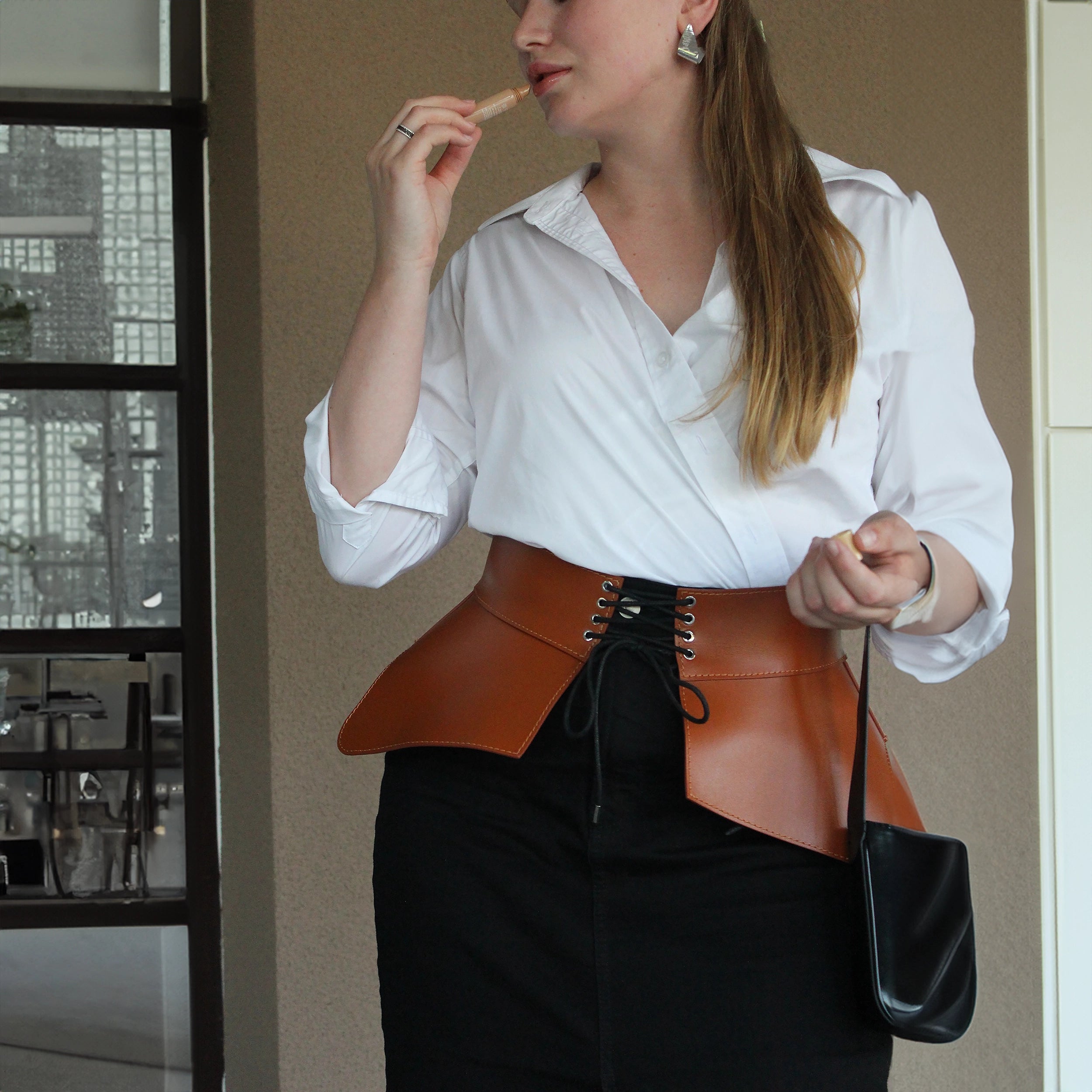 Leather Peplum Belt CELESTE