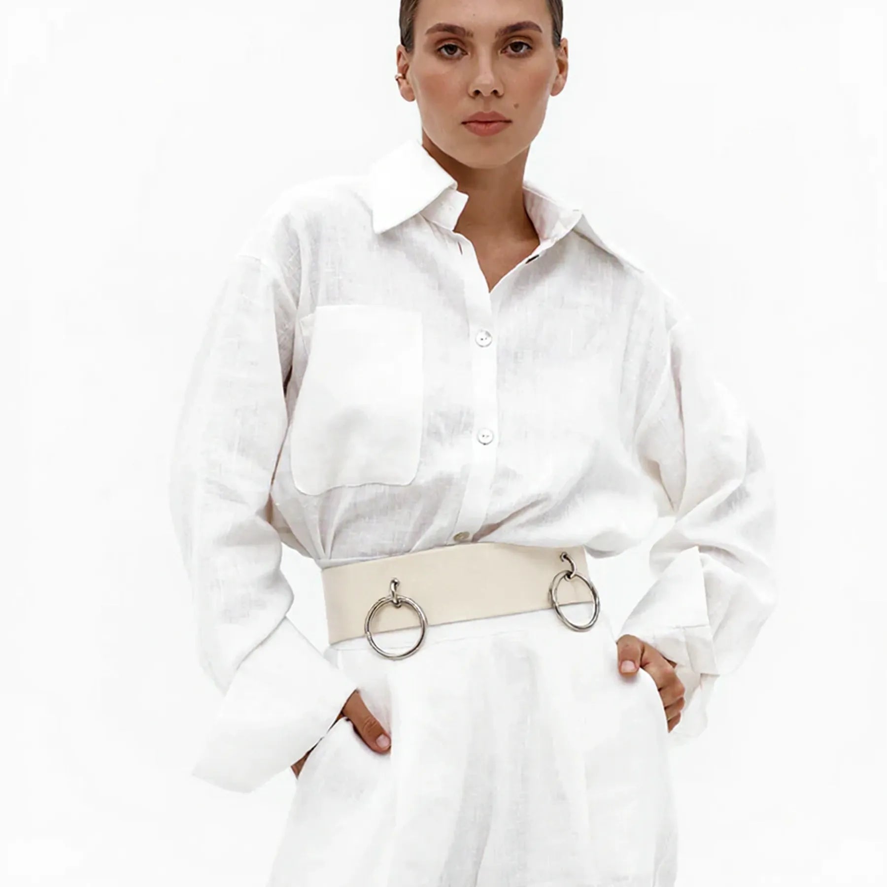 Leather Waist Belt with Chain AURORA