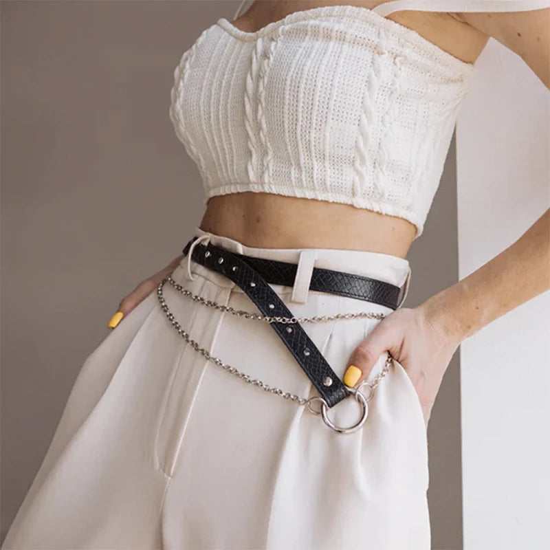 Leather Belt With Chains ILLER