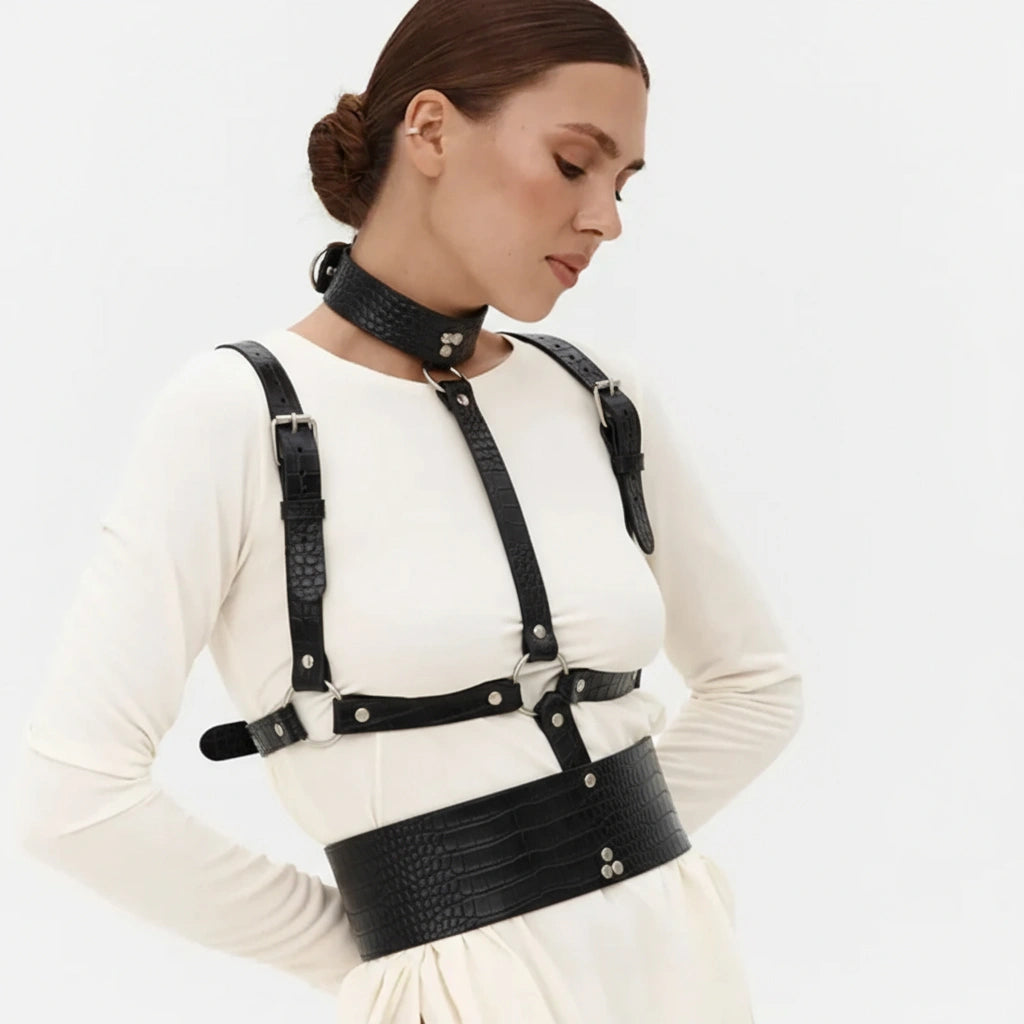 Leather Harness Corset HELIOS