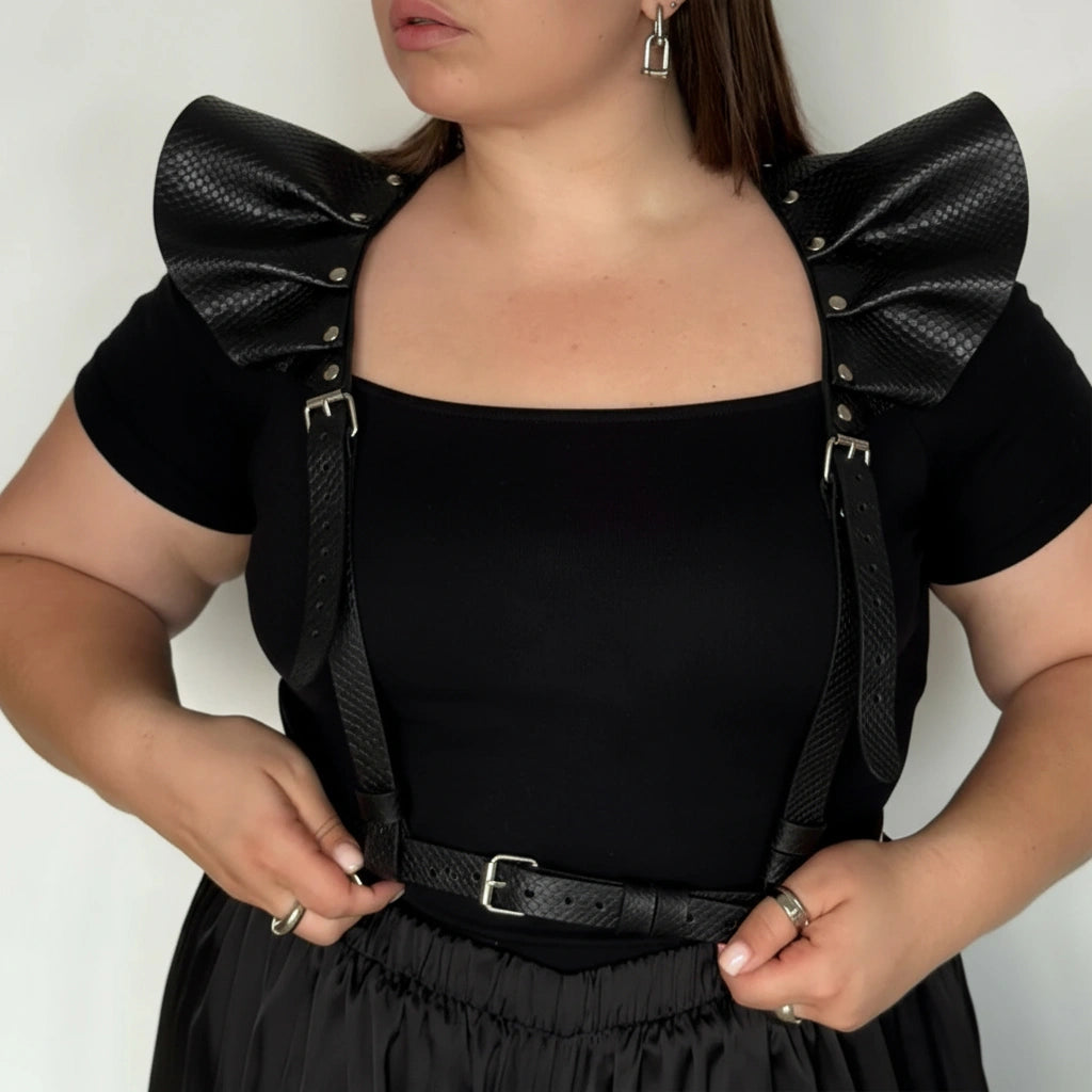 Leather Harness Top with Wings AERIA