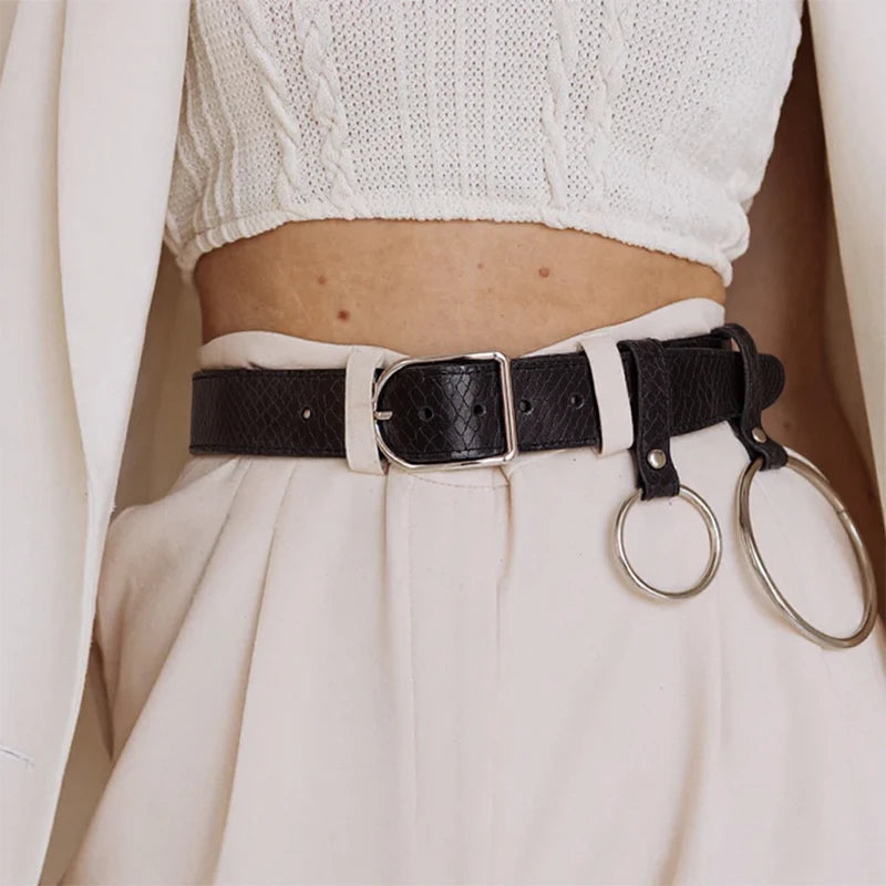 Leather Belt With 2 rings BAGUE