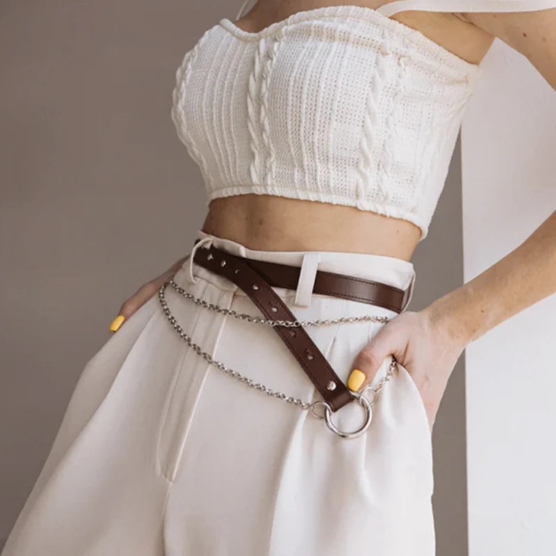 Leather Belt With Chains ILLER