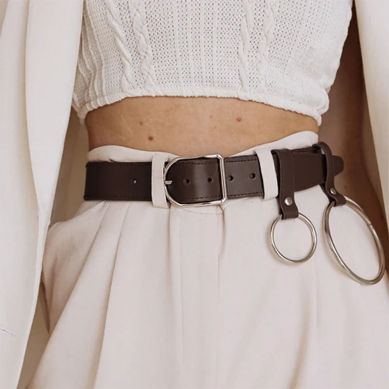 Leather Belt With 2 rings BAGUE